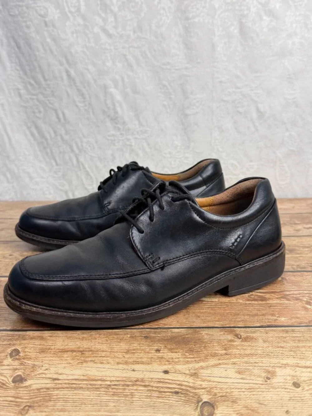 ECCO Men's Size 10 Black Leather Lace-Up Dress Shoes Oxford Comfort Classic ECCO